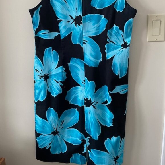 Laura -  sheath dress  - Floral Print - blue/Black - size 12 - Picture 4 of 7